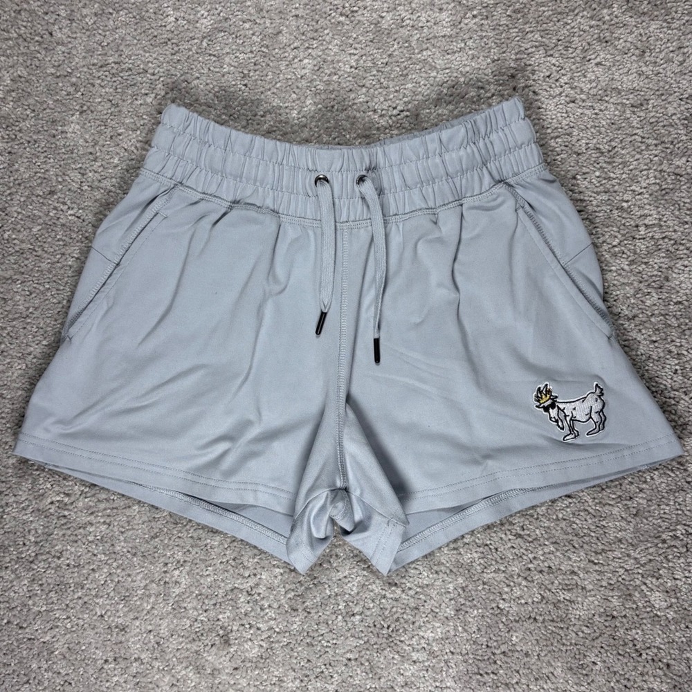 GOAT USA Womens Athletic Shorts Light‎ Gray High Rise Gym Running Medium